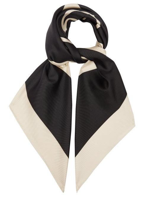 Lescarf - No.23 Contrast-border Silk-twill Scarf - Womens - Black