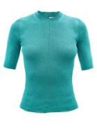 Saint Laurent - Round-neck Lam-jersey Top - Womens - Blue