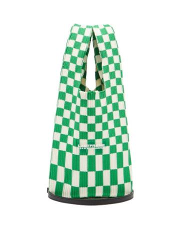 Matchesfashion.com Lastframe - Ichimatsu Check Knitted Tote Bag - Womens - Green Multi