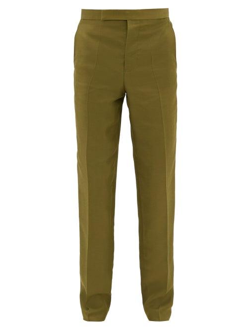 Matchesfashion.com Haider Ackermann - Rayon-blend Twill Slim-leg Trousers - Mens - Dark Khaki