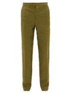 Matchesfashion.com Haider Ackermann - Rayon-blend Twill Slim-leg Trousers - Mens - Dark Khaki