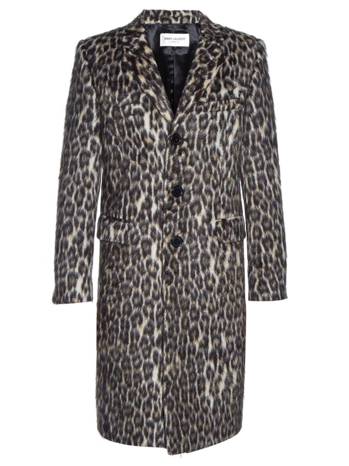 Saint Laurent Notch-lapel Leopard-print Coat