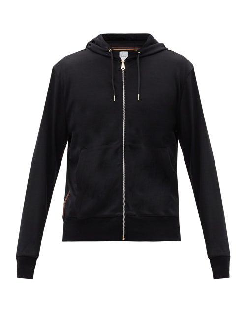 Matchesfashion.com Paul Smith - Striped-trim Zip-through Wool Hooded Sweatshirt - Mens - Black