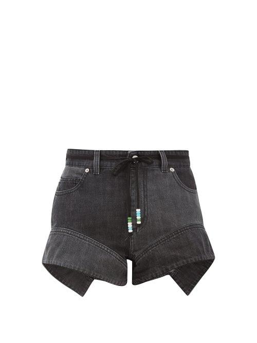 Matchesfashion.com Jw Anderson - Flared-cuff Denim Shorts - Womens - Dark Grey