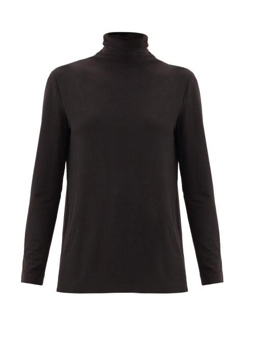 Ladies Rtw Norma Kamali - Roll-neck Jersey Top - Womens - Black