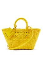 Balenciaga - Bistrot Xs Basket-woven Tote Bag - Womens - Yellow
