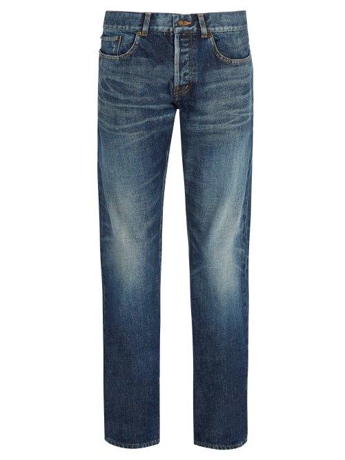 Matchesfashion.com Saint Laurent - Mid Blue Slim Leg Denim Jeans - Mens - Blue