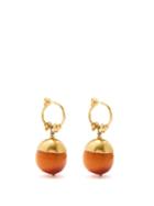 Katerina Makriyianni - Amber Resin & Gold-vermeil Hoop Earrings - Womens - Orange Gold