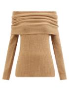 Altuzarra - Putney Off-shoulder Ribbed Merino-blend Sweater - Womens - Camel