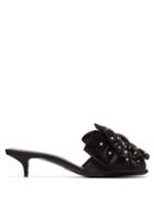 Matchesfashion.com Balenciaga - Crystal Embellished Bow Velvet Mules - Womens - Black