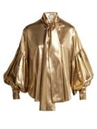 Matchesfashion.com Hillier Bartley - Balloon Sleeve Silk Blouse - Womens - Gold