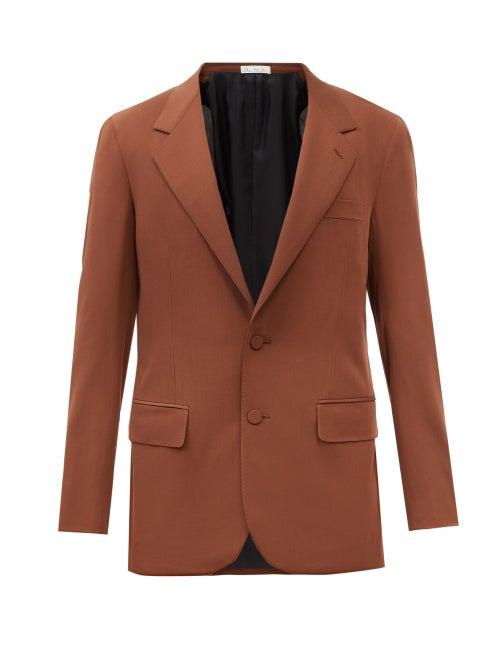 Umit Benan B+ - Neapolitan-shoulder Wool-gabardine Suit Jacket - Mens - Brown