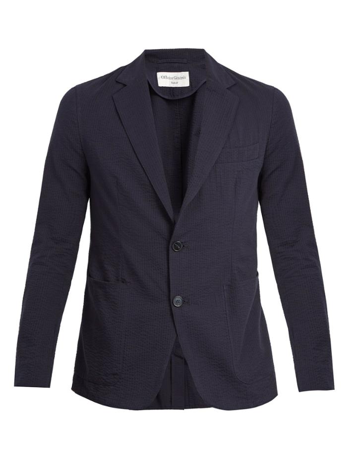 Officine Générale Lightest Seersucker Cotton Blazer