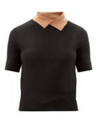 Matchesfashion.com Staud - Acorn Contrast-collar Wool-blend Sweater - Womens - Black