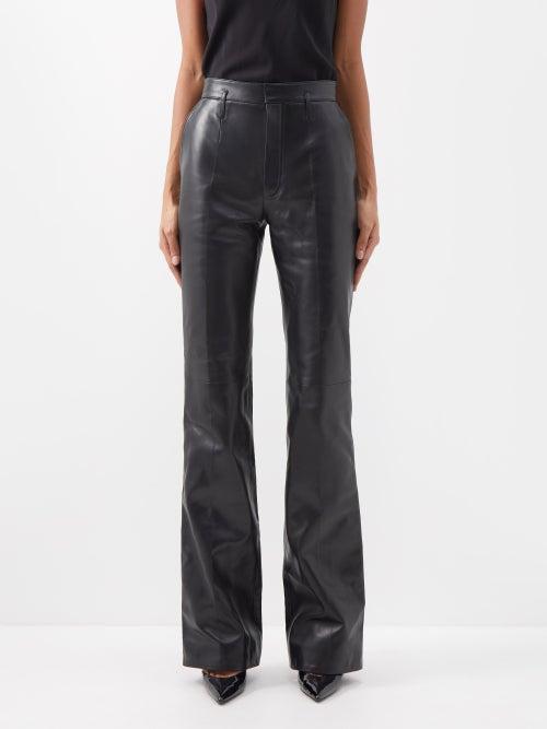 Saint Laurent - High-rise Leather Trousers - Womens - Black