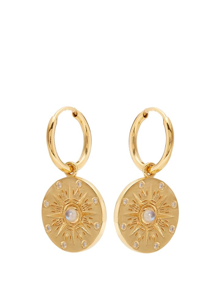 Theodora Warre Moonstone Compass Gold-plated Earrings