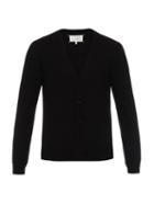 Maison Margiela Leather Elbow-patches Wool-knit Cardigan