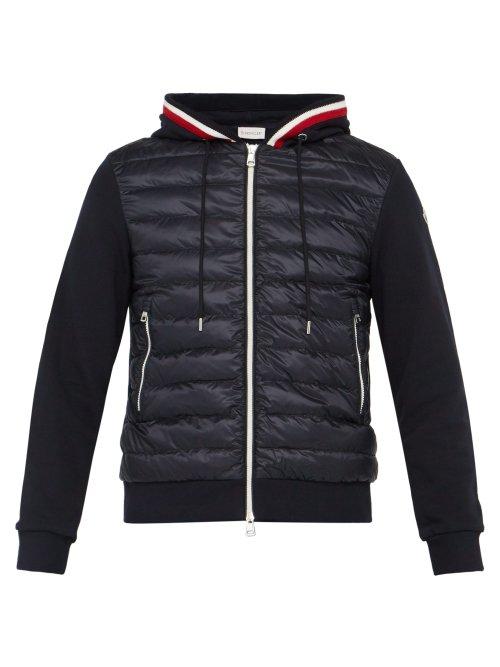 Matchesfashion.com Moncler - Down Filled Zip Through Hooded Cotton Track Jacket - Mens - Navy