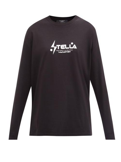 Stella Mccartney - Logo-print Cotton-jersey Sweatshirt - Womens - Black & White