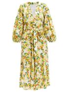 Matchesfashion.com Borgo De Nor - Mia Lemonade-print Cotton Broderie-anglaise Dress - Womens - Yellow White