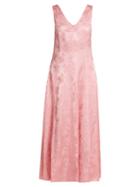 Matchesfashion.com Alexachung - Open Back Floral Jacquard Dress - Womens - Pink