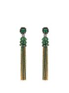 Matchesfashion.com Etro - Crystal Embellished Tassel Earrings - Womens - Green