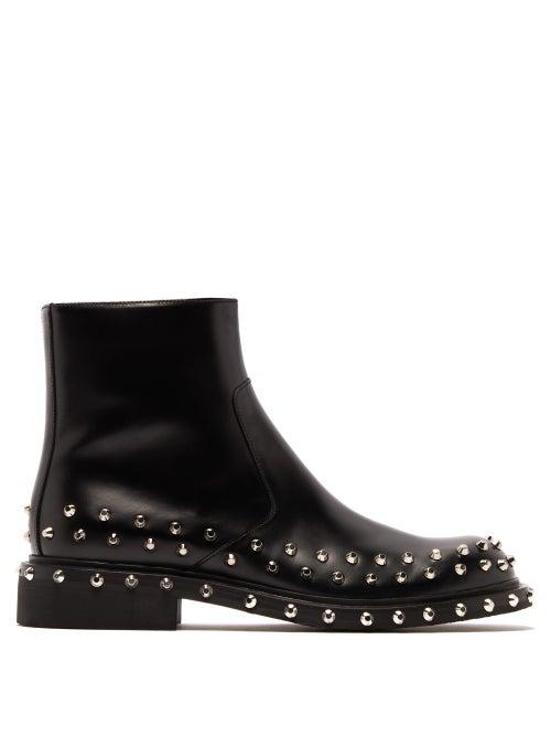 Matchesfashion.com Prada - Studded Leather Ankle Boots - Mens - Black