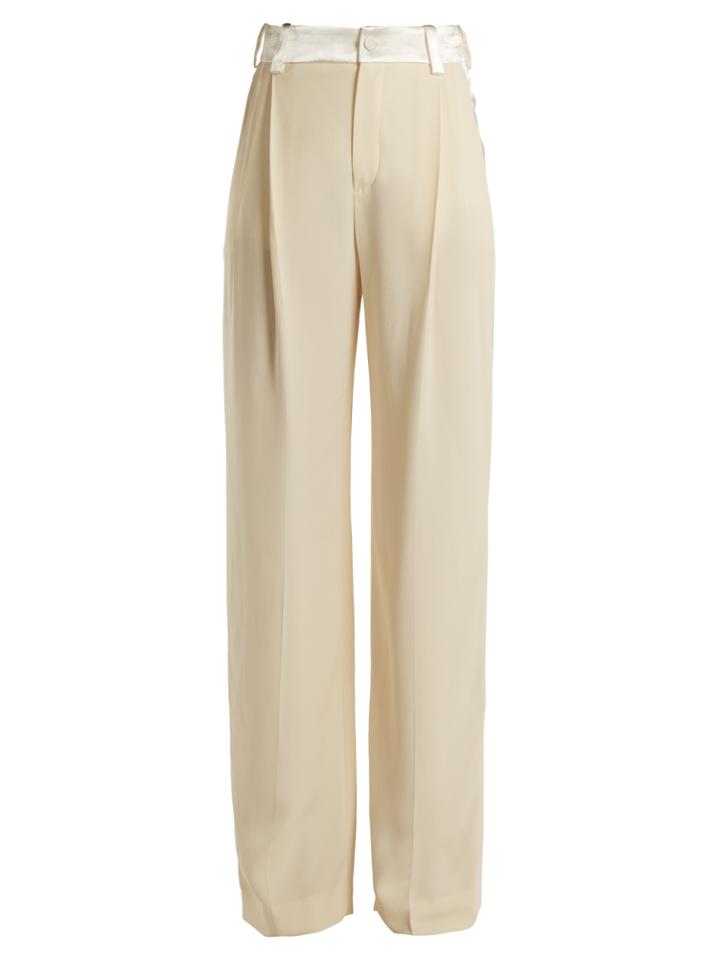 Lanvin Side-stripe Wide-leg Crepe Trousers