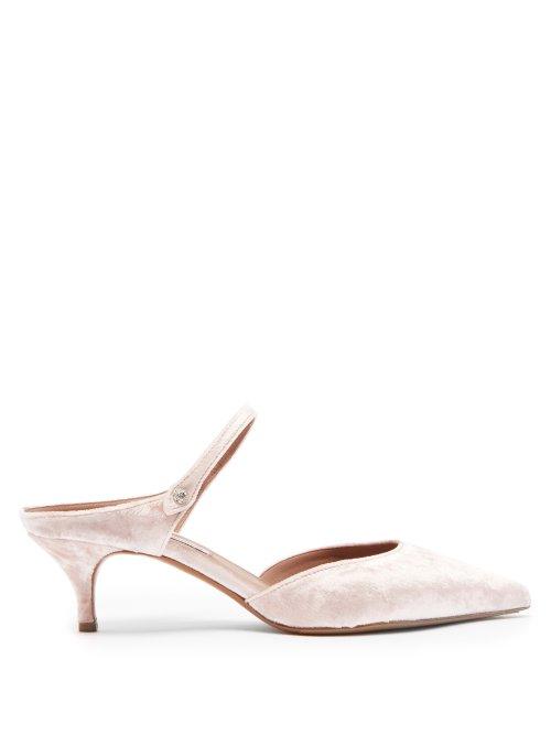 Matchesfashion.com Tabitha Simmons - Liberty Crushed Velvet Mules - Womens - Light Pink