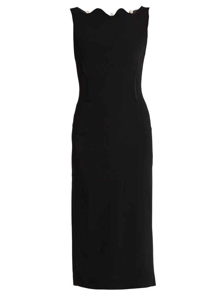 Osman Scarlett Scalloped-neck Crepe Dress