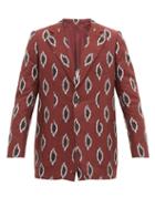 Matchesfashion.com Connolly - Jacquard Ikat Pattern Cotton Blend Blazer - Mens - Burgundy