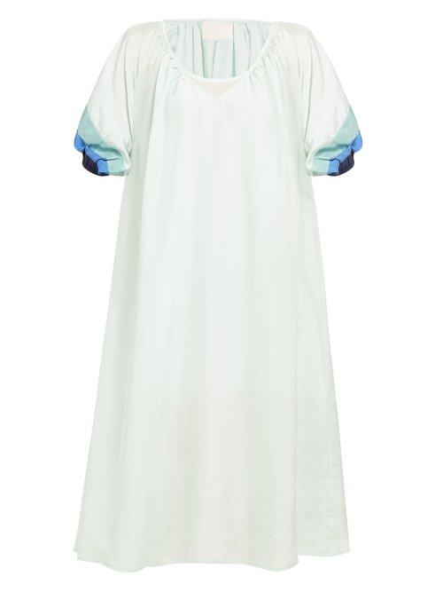 Matchesfashion.com Anaak - Catalina Panelled Sleeve Silk Dress - Womens - Green Multi