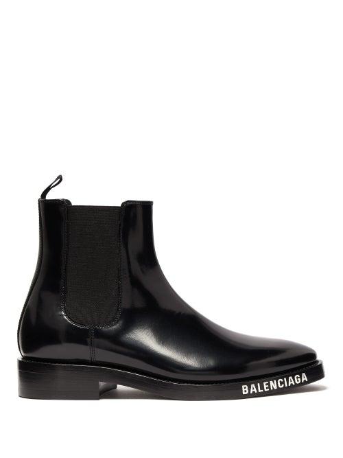 Matchesfashion.com Balenciaga - Logo Debossed Patent Leather Chelsea Boots - Womens - Black