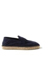 Zegna - Valencia Collapsible-heel Suede Espadrilles - Mens - Navy
