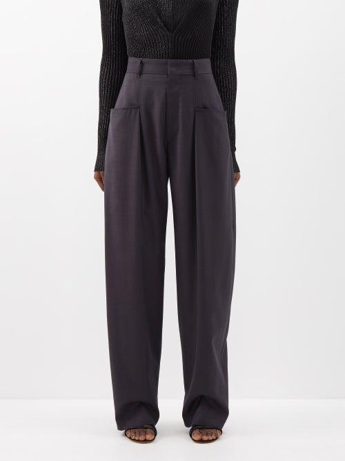 Isabel Marant - Piavetea Pleated Wool-blend Trousers - Womens - Navy