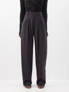 Isabel Marant - Piavetea Pleated Wool-blend Trousers - Womens - Navy