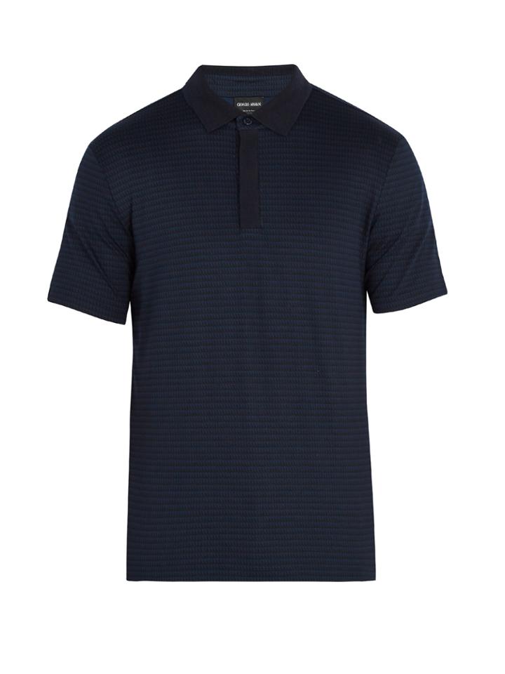 Giorgio Armani Geometric-print Stretch-cotton Polo Shirt