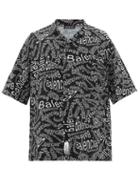 Matchesfashion.com Balenciaga - Oversized Logo Print Poplin Shirt - Mens - Black