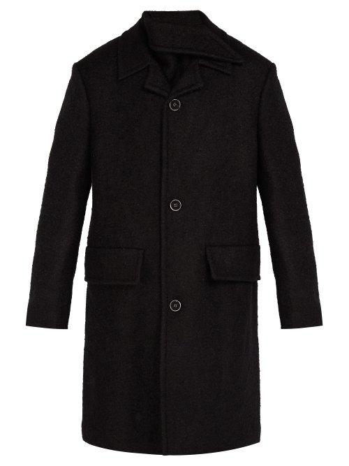 Matchesfashion.com Raf Simons - Neck Warmer Wool Blend Coat - Mens - Black