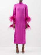 Taller Marmo - Del Rio Ostrich-feather Trimmed Crepe Dress - Womens - Fuchsia