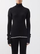Mm6 Maison Margiela - Roll-neck Ribbed Wool-blend Sweater - Womens - Black