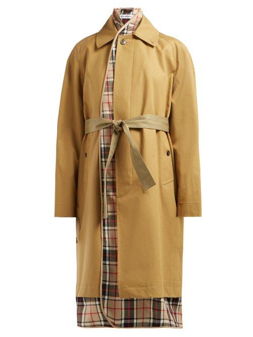 Matchesfashion.com Balenciaga - Check Lined Cotton Twill Trench Coat - Womens - Beige Multi