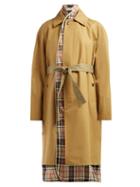 Matchesfashion.com Balenciaga - Check Lined Cotton Twill Trench Coat - Womens - Beige Multi