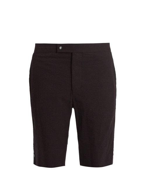 Matchesfashion.com Moncler - Slim Leg Cotton Seersucker Shorts - Mens - Black