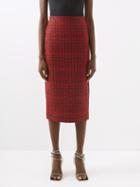 Alessandra Rich - Sequinned Tweed Midi Skirt - Womens - Red Black