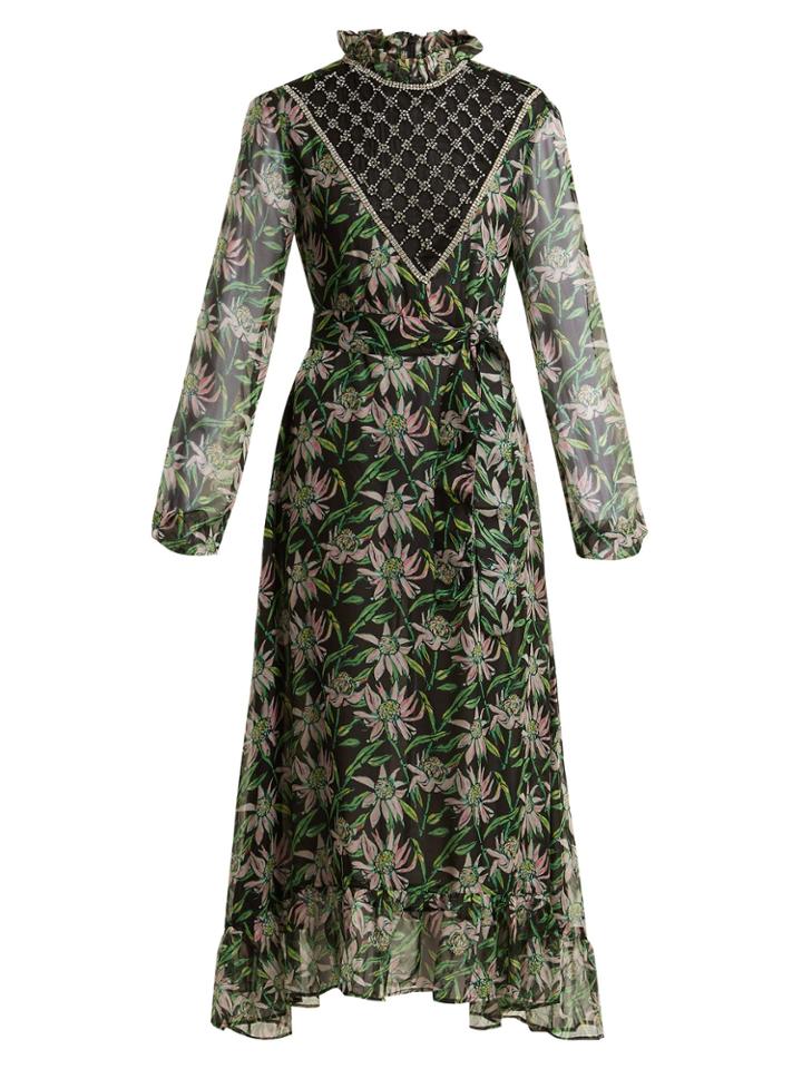 Dodo Bar Or Angelina Crystal-embellished Floral-print Dress