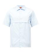 Matchesfashion.com Barena Venezia - Pintuck-fold Cotton-poplin Short-sleeved Shirt - Mens - Light Blue