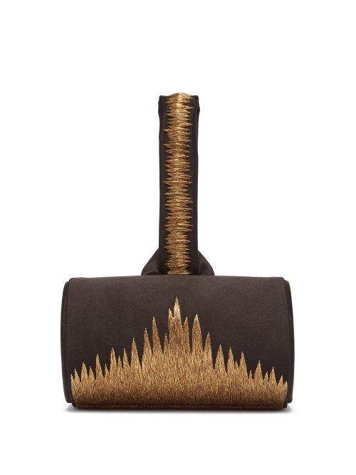 Matchesfashion.com Sanayi 313 - Fuoco Satin Clutch - Womens - Black Gold