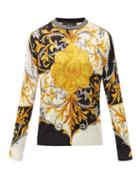 Matchesfashion.com Versace - Baroque-jacquard Silk Sweater - Mens - Black Yellow