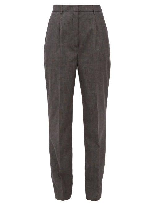 Matchesfashion.com Prada - Prince Of Wales Check Wool Trousers - Womens - Grey Multi